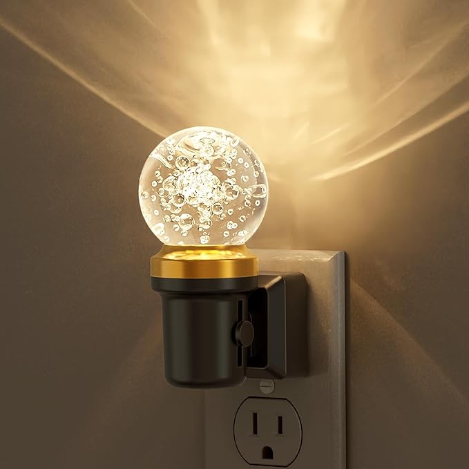 JandCase Night Lights Plug into Wall, Dimmable Night Light Pulg in, Globular Automatic Night Lights with Auto Light Sensor, Adjustable Brightness 3000K LED Night Light, for Bedroom Hallway