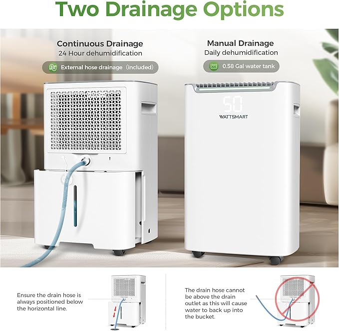 4,500 Sq Ft Home Dehumidifier with Drain Hose, 75 OZ Water Tank, 24 Hr Timer, 55 Pints High Efficiency Compressor for Basements, Bathrooms, Bedrooms and Laundry Rooms