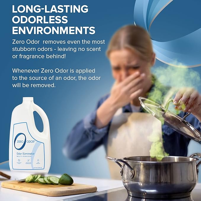Zero Odor - Multi-Purpose Strong Odor Eliminator for Home, Office, Car, Bathroom, Hotel, Room Deodorizer, and Odor Neutralizer, 64oz Refill