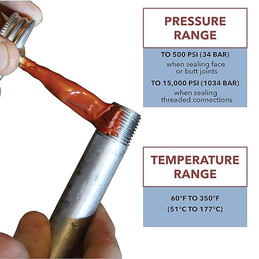 Gasoila Hard-Setting Permanent Thread Sealant, Fast-Drying Red Varnish Sealant for PVC, Metal, Rubber, Wood & More – -100°F to 600°F Temp Range, Brush in Cap Applicator, BT08, 1/2 Pint Can