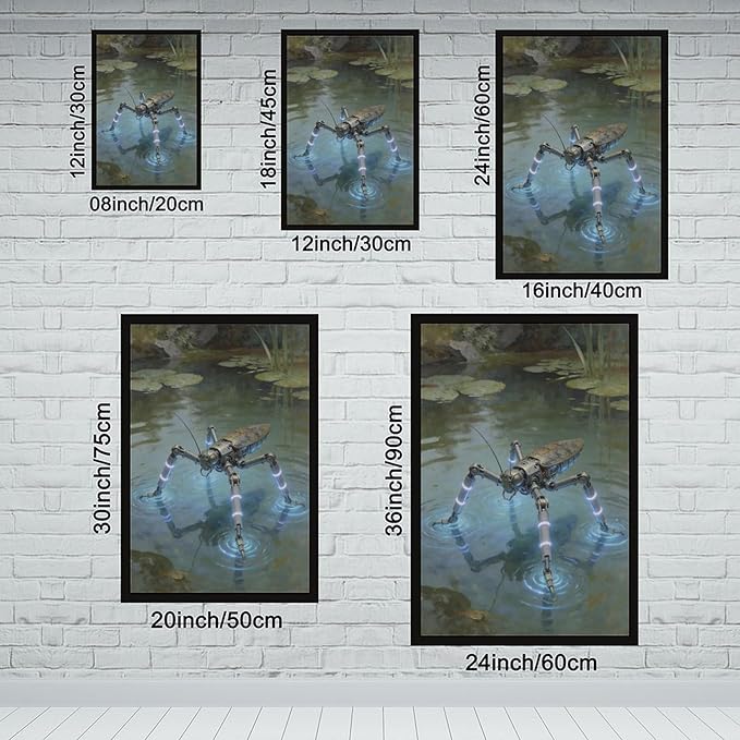 Framed Modern Sci Fi Wall Art for Living Room And Studio Futuristic Minimalist Decor 20x30in
