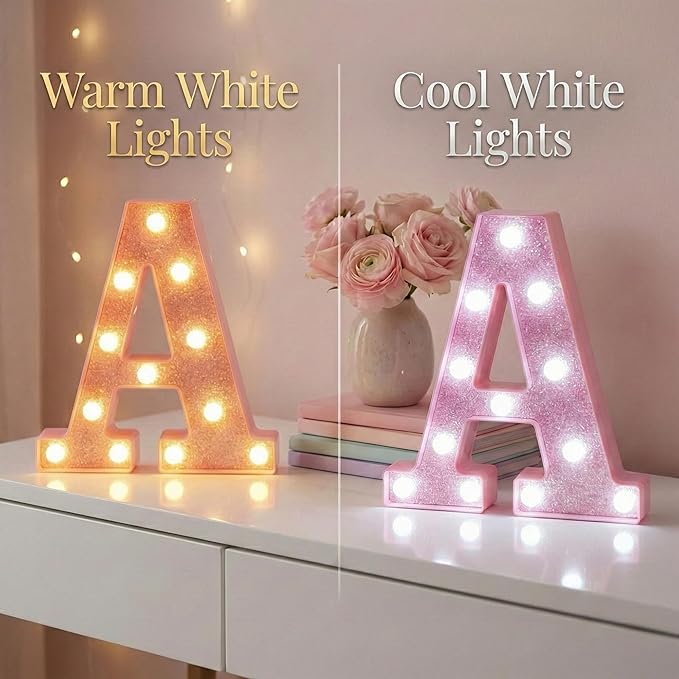 Pink Light Up Marquee Numbers, Glitter LED Number Lights Signs Battery Operated for Girls 5th 15th 25th Pink Birthday Party Table Decorations, 8 Inch Tall Number 5 with Warm White Lights