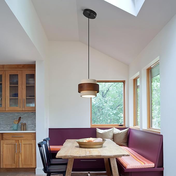 Modern Cement Pendant Light Fixture,Concrete Pendant Lights with Wood Accent,Vintage Farmhouse Chandelier for Kitchen Island Dining Room Living Room Bedroom Restaurant Cafe(White 2-Pack)