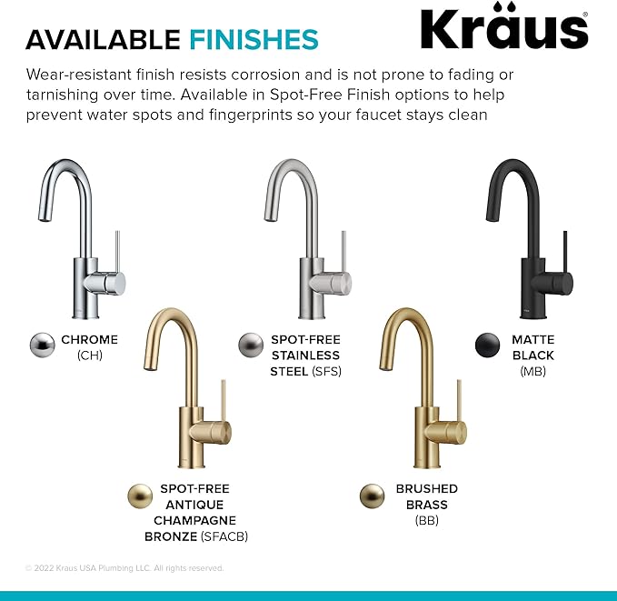 KRAUS Oletto Single Handle Kitchen Bar Faucet with QuickDock Top Mount Assembly in Brushed Brass, KPF-2600BB