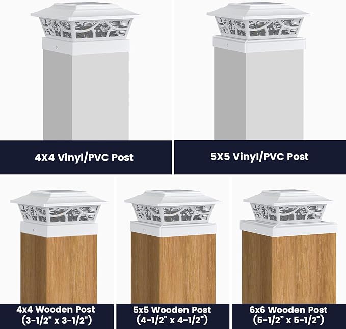 SIEDiNLAR Solar Post Lights Outdoor 4 Modes Fence Deck Post Cap Light for 4x4 5x5 6x6 Vinyl Wooden Posts Garden Patio Decor, Warm White & Cool White Dynamic Lighting White (8 Pack)