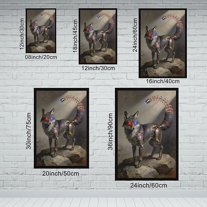 Framed Steampunk Fantasy Wall Art for Modern Living Room TV Wall Futuristic Industrial Style Decor Statement Artwork 24x36in