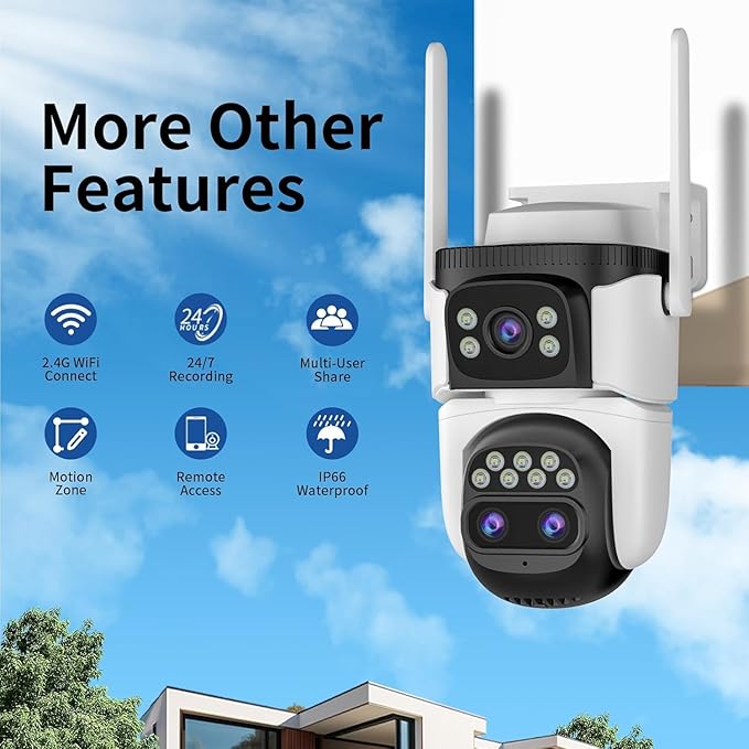 VSTARCAM Three-Lens Security Camera,2K Outdoor Camera,Human Detection,Home Security Cameras Outdoor,Night Vision,Siren & Spotlight Alarm,Two Way Audio,Local & Cloud Storage,10x Zoom