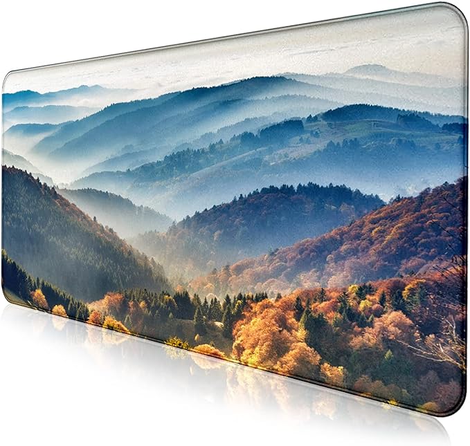 Large Extended Gaming Mouse Pad with Stitched Edges, Non-Slip Waterproof Rubber Base Mouse Pad for Office, Computer, Keyboard, Laptop and Home Desk Pad 35.4 x 15.7 x 0.12 Inch (Mountain Landscape)
