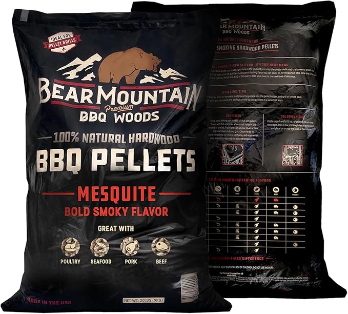 Bear Mountain All Natural Wood Pellets for Smoker, Grill & BBQ, 33 Lbs, Mesquite