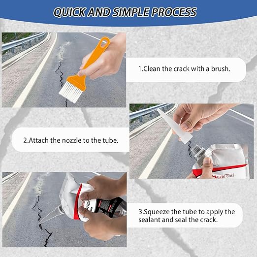 Asphalt Crack Filler, Asphalt Concrete Crack Repair Sealant, Waterproof Self-Leveling Crack Filler for Outdoor Cracks, Driveways, and Sidewalks(2 Pack,2.21LB)
