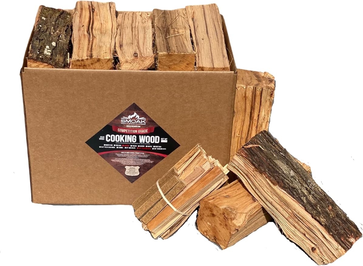Smoak Firewood 12inch Length Premium Cooking Wood & Firewood Logs - Used for Grills, Smokers, Pizza ovens, stoves, firepits or fireplaces - USDA Certified Kiln Dried (Pecan - 12in pieces (45-50lbs))