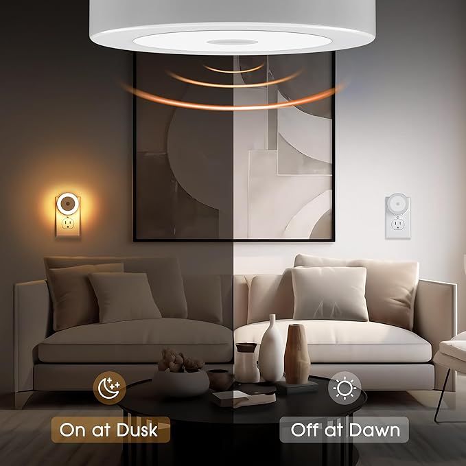 Briignite LED Baby Night Lights Plug into Wall [4Pack], Nightlight with Light Sensors for Kids Room, Bathroom Stair Lights, Hallway Light, Warm White