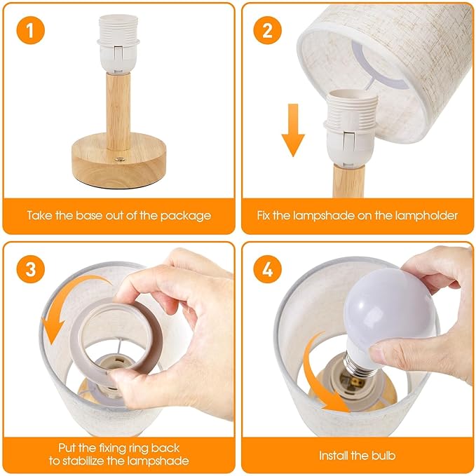 Rechargeable Cordless Table Lamp,Touch Control&Stepless Dimming,Wireless Bedside Ambient Night Light with Wood Base&Linen Shade,Portable Battery Lamp for Bedroom,Nightstand,Nursery,Camping,Outdoor