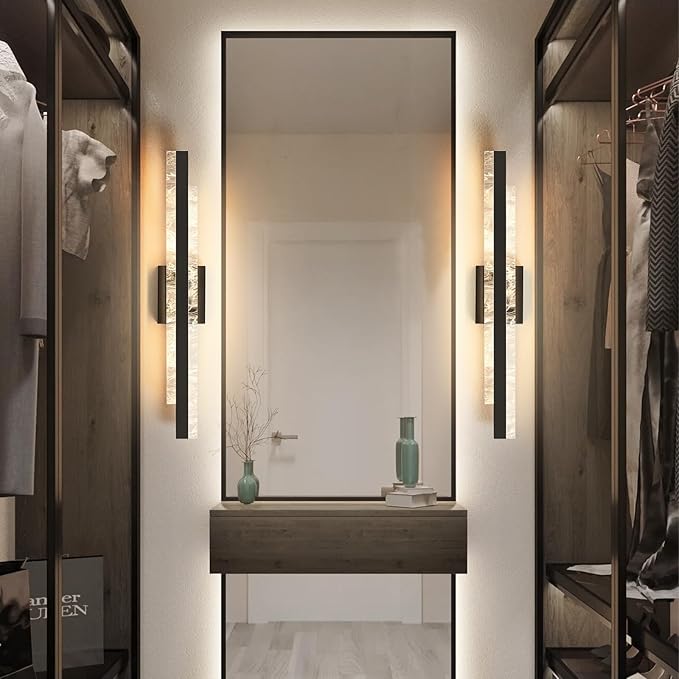 Modern Bathroom Vanity Light: Matte Black 27 inch 28W Dimmable LED Bath Bar Light Fixtures Over Mirror - Wall Sconce Picture Lights for Paintings Cabinets Bedroom 3000k