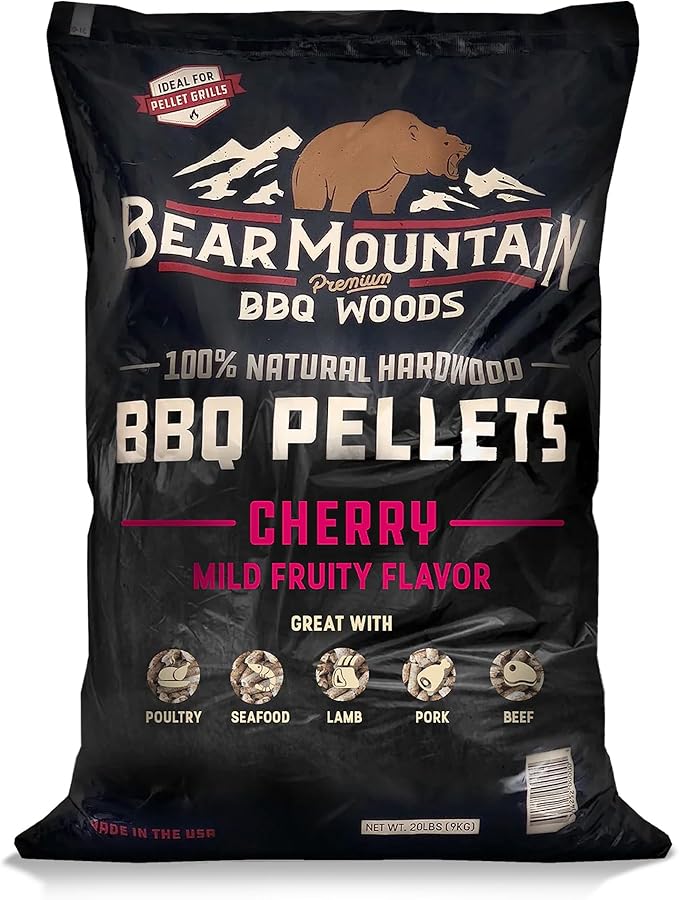 Bear Mountain 2-Pack All Natural Wood Pellets for Smoker, Grill & BBQ, 20 Lbs, Cherry - Premium Hardwood Barbecue Pellets for Indoor and Outdoor Grilling