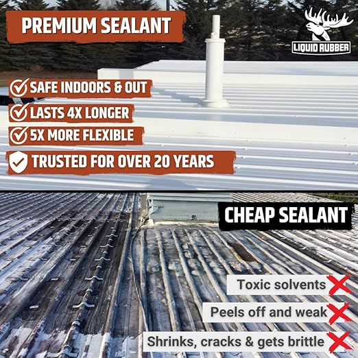 Liquid Rubber Color Waterproof Sealant - Elastomeric Roofing Coating for Flat or Slope Roofs & Foundations - DIY Paint & Leak Repair Membrane Compatible with Metal & Concrete - Medium Gray, 1 Quart