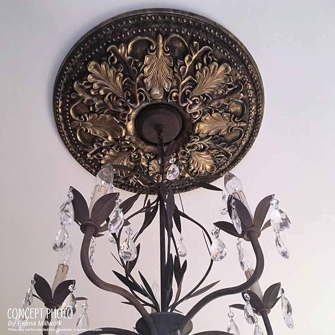 Ekena Millwork 15 3/4"OD x 3 7/8"ID x 3/4"P Berkshire Ceiling Medallion Fits Canopies up to 7" Ceiling Medallion, Platinum