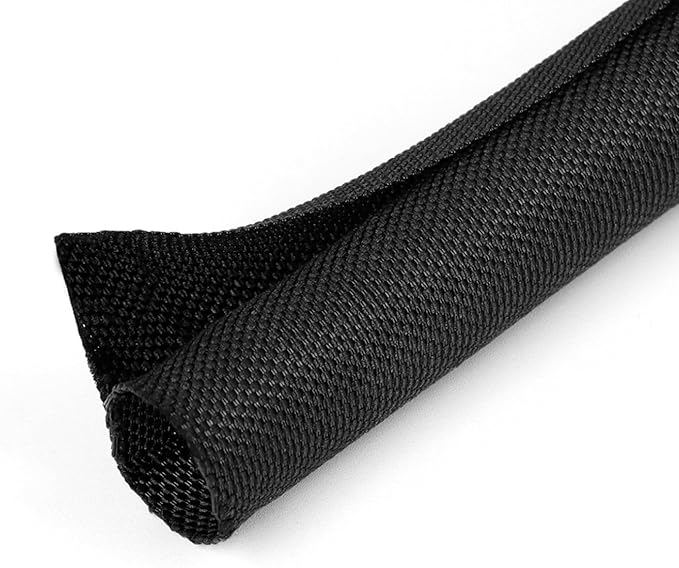 HOLED 3/16 inch Split Braided Cable Management Sleeve for USB Cable Power Cord Audio Video Cable, Wire Loom Cord Protector from Cat Dog Chewing (Black, 25FT)