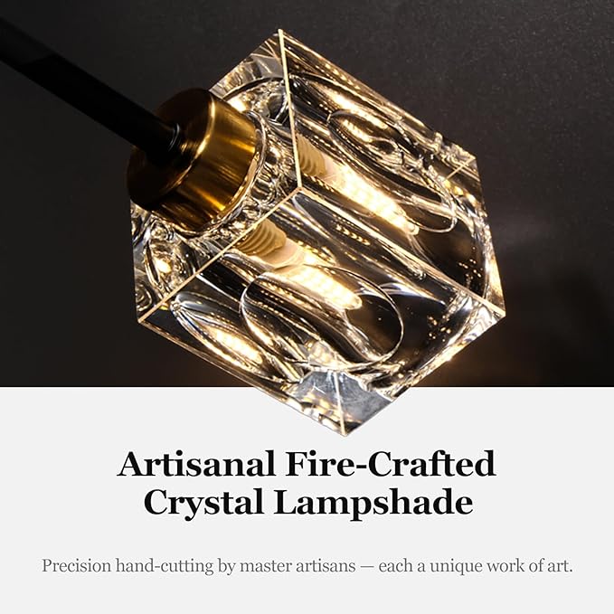 Modern Crystal Ceiling Light Fixture 13-Lights Black and Gold Semi Flush Mount Ceiling Light Farmhouse Chandeliers for Dining Room Kitchen Island Living Room Bedroom