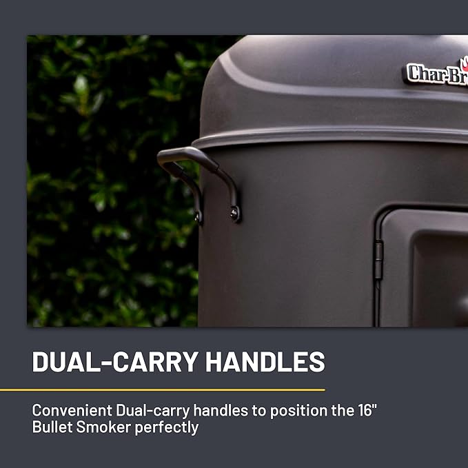 Char-Broil Bullet Charcoal Smoker 16" - 18202075,Black