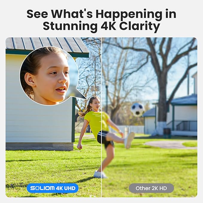 SOLIOM Security Cameras Wireless Outdoor,8MP Ultra HD for Day and Night, No Subscription,Built in Radar,Solar Powered Cameras for Home Security, 360° Pan Tilt Auto Tracking,5G & 2.4G WiFi, 4-Cam Kit