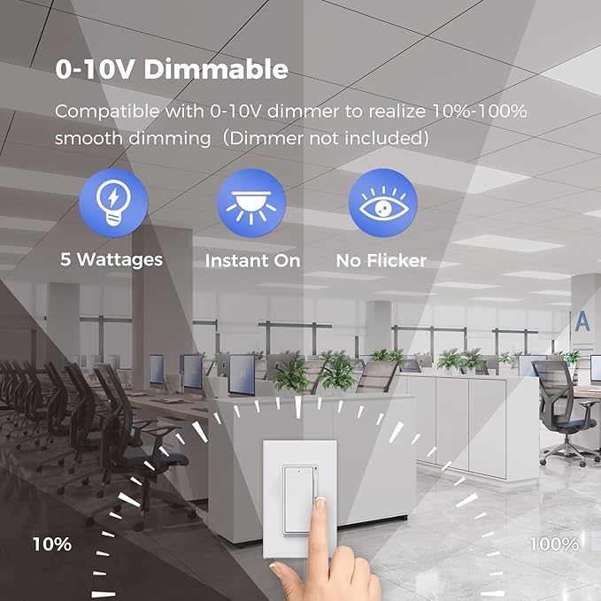 Aphyni 36 Pack 2x4 LED Flat Panel Light, Bright 9100LM Flush Mount Office Kitchen Ceiling Light Fixtures,Dimmable,Selectable 5 CCT 3000K/4000K/5000K/5700K/6500K, 5 Wattages 30W/40W/50W/60W/70W
