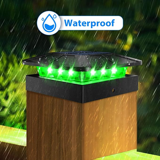 Peasur 4x4 Solar Post Cap Lights Outdoor RGB Color Changing, 4 Pack LED Post Top Light Solar Powered Waterproof, Fence Deck Lighting for Wood/Vinyl Posts for Outside Porch Yard Railing