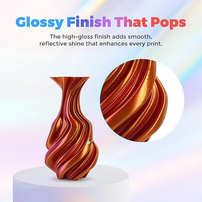 FLASHFORGE Silk Dual Color Filament, Gold and Rose 2 in 1 Coextrusion Silk PLA Filament 1.75mm, 3D Printer Filament Color Change 1kg(2.2lbs) Spool, Dimensional Accuracy +/- 0.02mm