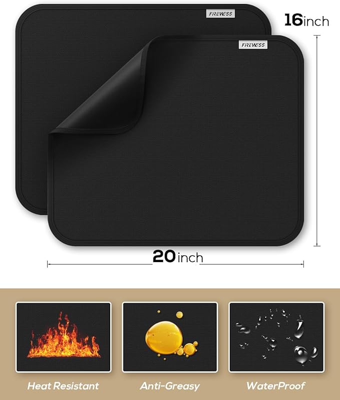 2Pack Heat Resistant Mat for Countertop, 16x20in Hot Pads for Kitchen Countertop Protector,Silicone Heat Resistant Mat for Air Fryer, Deep Fryer, Oven