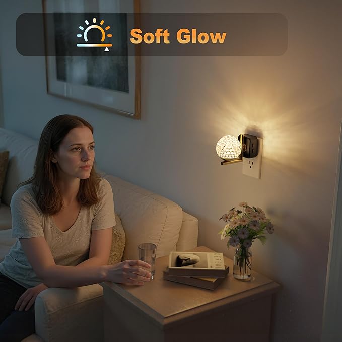 JandCase LED Night Light, 3000K Warm White & RGB Color Changing Night Lights Plug into Wall, Dusk to Dawn Light Sensor, 180° Rotatable Plug in Nightlights for Bathroom, Bedroom, Hallway