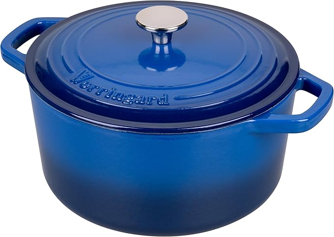 Enameled Cast Iron Dutch Oven Pot with Lid, for Bread Baking, Round Bread Oven- include Sourdough Bread Baking Supplies Set, 6QT, Blue