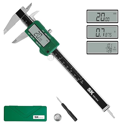 SK 6-Inch Digital Calipers, Vernier Caliper with Large LCD Screen, Caliper Measuring Tool with Auto-Off Feature, Inch/Millimeter/Fraction Conversion, ±0.001" Accuracy