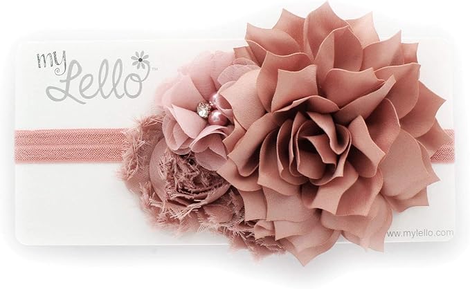 My Lello Shabby Fabric Flower Cluster Headbands Baby - Girls - Toddler Stretchy Elastic