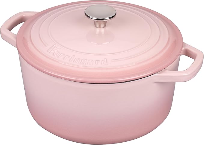 Enameled Cast Iron Dutch Oven Pot with Lid, for Bread Baking, Round Bread Oven- include Sourdough Bread Baking Supplies set, 4.5QT, Pink