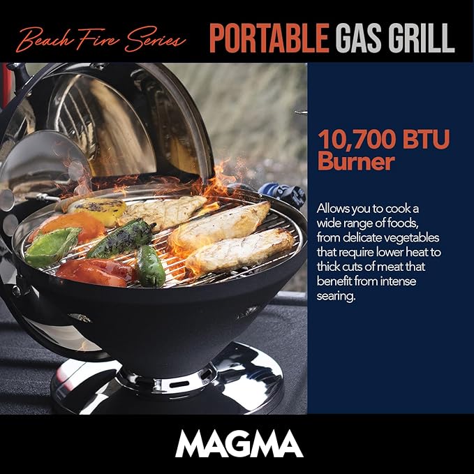 Magma C10-105-G Graphite Beach Fire Gas Grill | Portable Gas BBQ | Compact Propane Grill | Stylish Outdoor Cooker