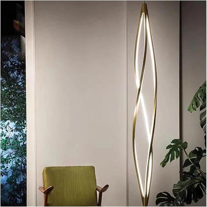 Pendant Lights, Modern Home Decor Led Lights Pendant Light Lamps Forstaircase Chandeliers for Living Room Hanging Indoor Lighting(APP with RC Dimmable,Gold 150cm)