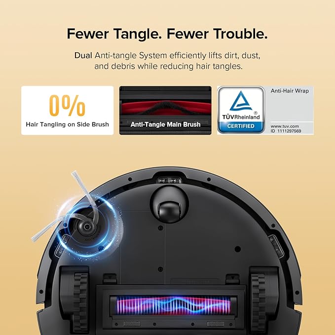 roborock Q7 M5 Robot Vacuum and Mop Combo, 10,000Pa HyperForce Suction, Robotic Vacuum Cleaner, Dual Anti-Tangle System, APP-Controlled Mopping, LiDAR Navigation, for Pet Hair and Carpet, Black