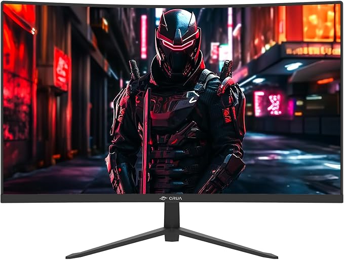 CRUA 24 Inch 200hz/180hz Curved Gaming Monitor, FHD 1080P Frameless Computer Monitors, Support AMD freesync Low Motion Blur, Eye Care, DisplayPort, HDMI, Compatible Wall Mountable Installs-Black
