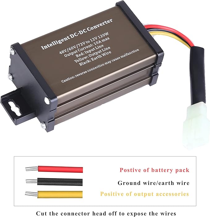 Pro Chaser DC-DC 72V 60V 48V Volt Voltage to 12V Step Down Voltage Reducer Regulator 180W 15A for Scooters & Bicycles Golf cart (10A 72v-12v)