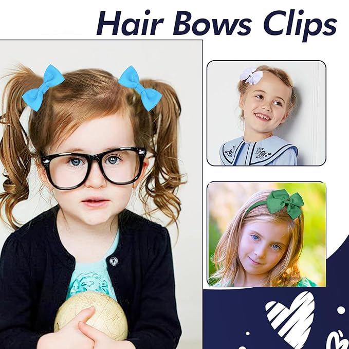 School Hair Accessories Set 14 Pcs Uniform Hair Bow Headband Clips Hair Ties Curly Korker Bows for Little Toddler School Girls (White)