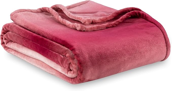 Berkshire Blanket-Classic Heavyweight Soft Printed VelvetLoft® Plush Throw Blanket, Cozy and Fuzzy, Ombre Burgundy, 50in x 70in
