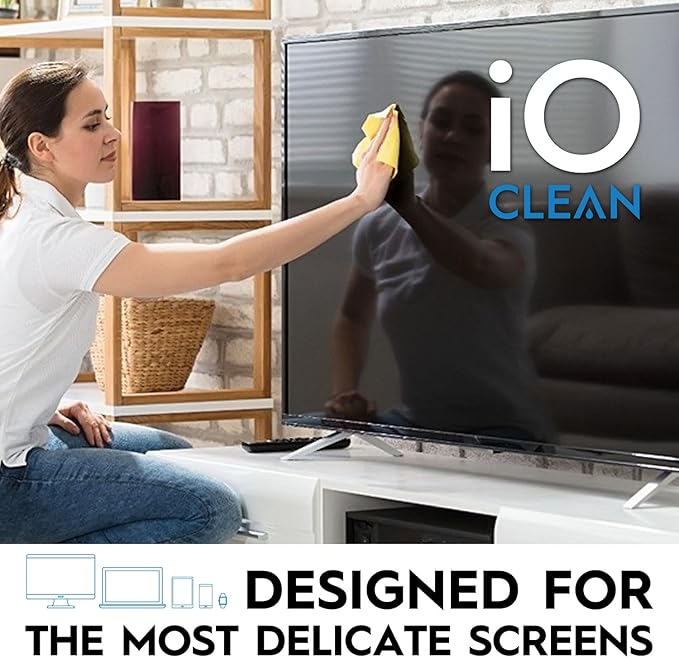 Screen Cleaner Spray (16oz+16oz) – Best Large Cleaning Kit for LCD LED OLED TV, Smartphone, iPad, Laptop, Touchscreen, Computer Monitor, Other Electronic Devices – 2 Microfiber Cloths and 4 Nozzles