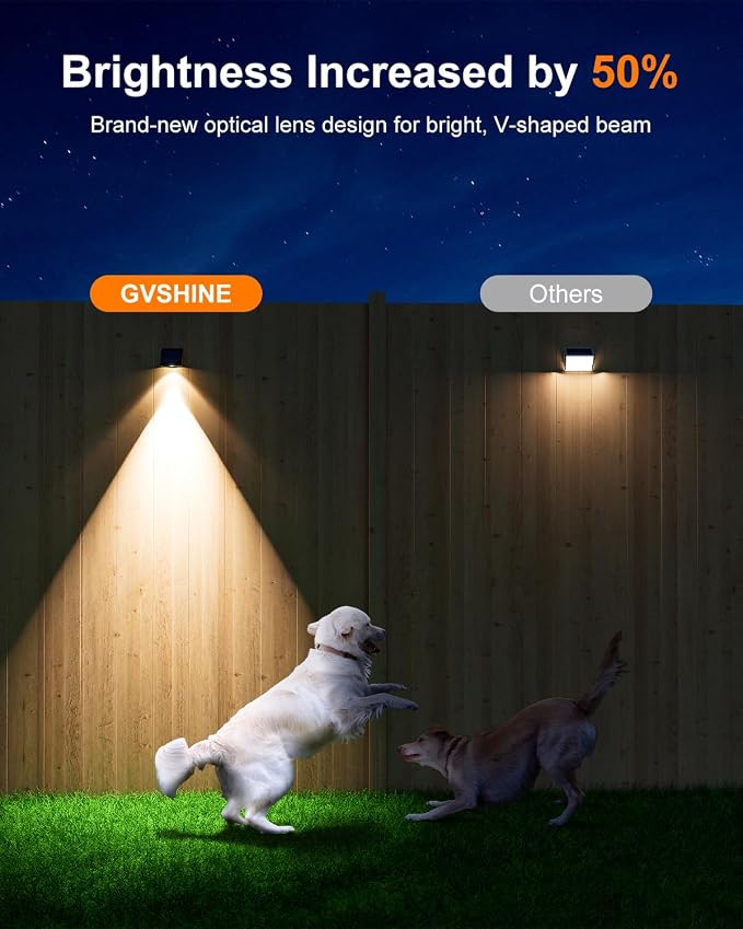 16 Pack Bright Sun Power Fence Lights Outdoor Waterproof with Cool White LED Spot, for Exterior Door, Deck, Step, Yard, Railing, Porch, Pool Cage, Modern Designed for Enhanced Security, Easy Mounting