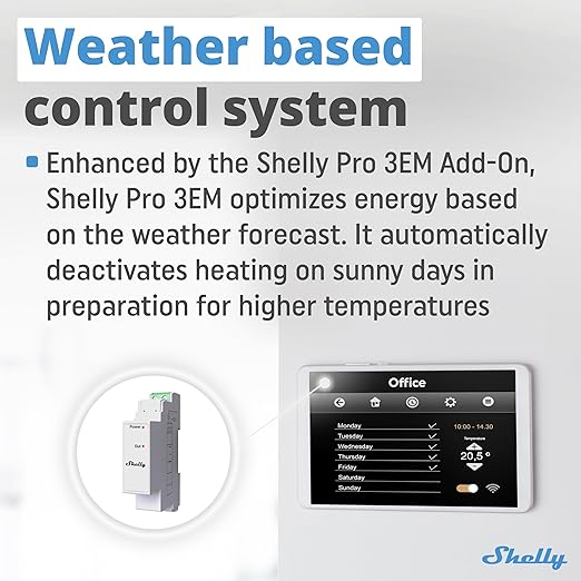 Shelly Pro 3EM Switch Add-On | Add-On Pro 3EM Dry Contacts DIN Rail Mounting | Home Automation | iOS Android app | No Hub Required | Solar Panels | Wind Turbines