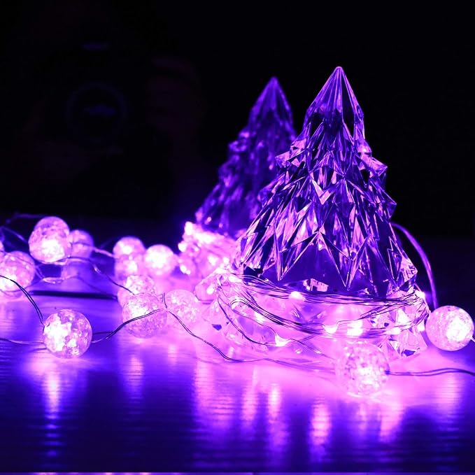 6 Pack 7Ft Starry String Lights No Remote Fairy String Lights 20 Micro Starry Leds On Silvery Copper Wire CR2032 Batteries Included,Works for Wedding Centerpiece,Party,Christmas Table Decor (Purple)
