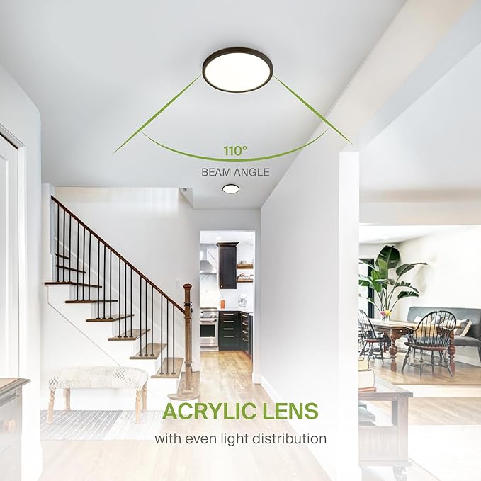 ASD LED 9" Round Flush Mount Light | 18W 1460LM 3000-5000K 120V | 3CCT, Dimmable, Ultra Slim, ETL Listed | Thin Surface Lamp, Bedroom Ceiling Lighting | Bronze, 12 Pack