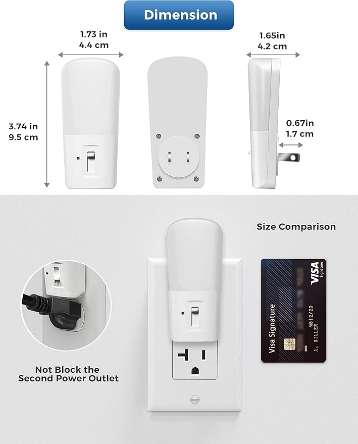 L LOHAS LED Dimmable Night Light[2 Pack], Plug in Night Lights with Dusk to Dawn Sensor, Daylight 5000k from 5-80 LM Brightness Adjustable, Bright Mini Wall Nightlight for Kids Room, Stairway