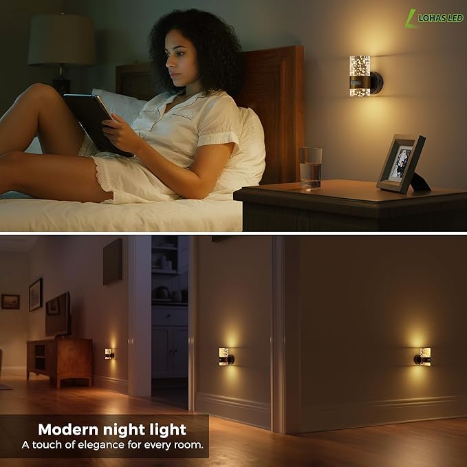 L LOHAS LED Motion Sensor Night Light, 2 Pack Wireless Rechargeable Wall Mounted Nightlight,Motion-Activated Acrylic Night Lights,3000K Dimmable for Bathroom Hallway