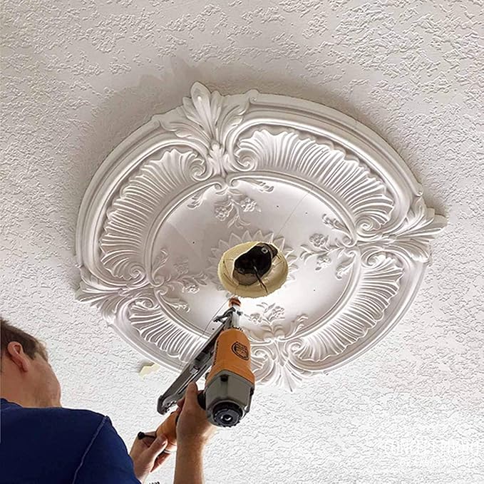 Ekena Millwork Berkshire Hand-Painted Ceiling Medallion, Clear Yellow