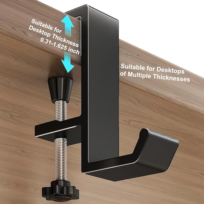 JAKO Headphone Stand - Aluminum Alloy Headphone Holder, Under Headset Stand for Desk Fit for PC Gaming Headset Hanger Hook Suitable for Office, Computer, Student Class Desk, Handmade Creator Table